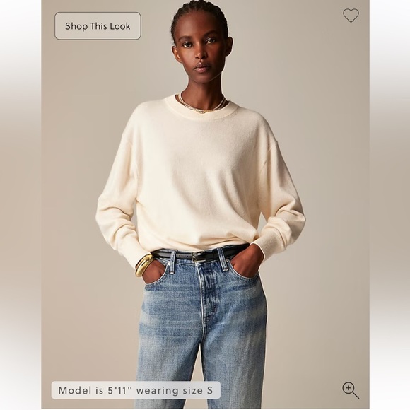 J crew Cashmere relaxed crewneck sweater heather muslin NEW $188 CB905 size XS - Picture 1 of 12